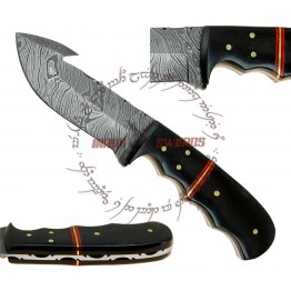 Rebel Wolf Guthook Skinner Hunters Damascus Forged Bowie Knife